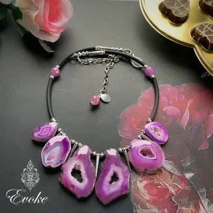 Purple Druzy Agate Slice Necklace