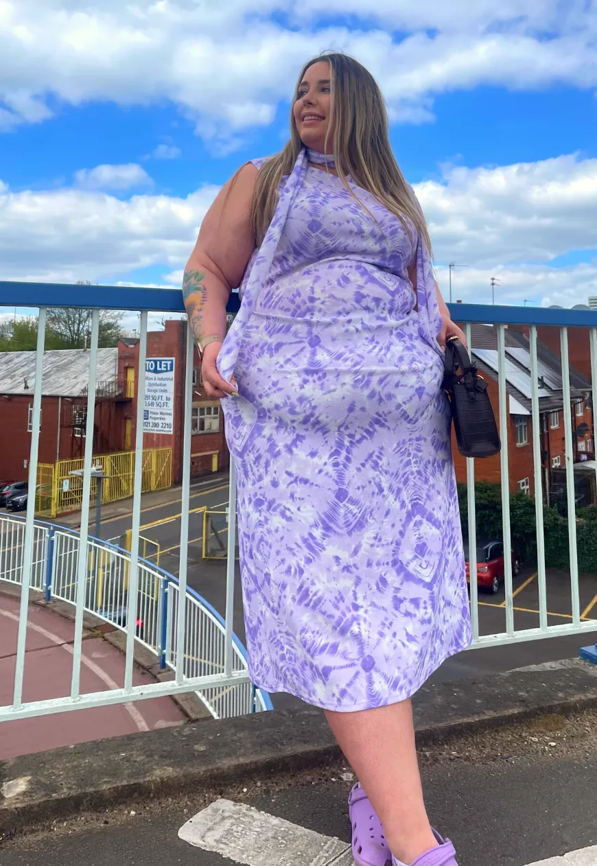 PURPLE OCEANID SLASH SPLIT MAXI DRESS