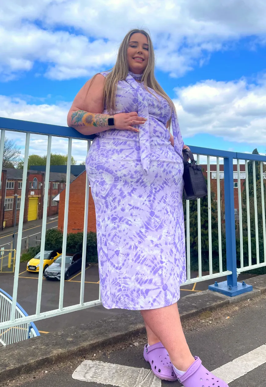 PURPLE OCEANID SLASH SPLIT MAXI DRESS