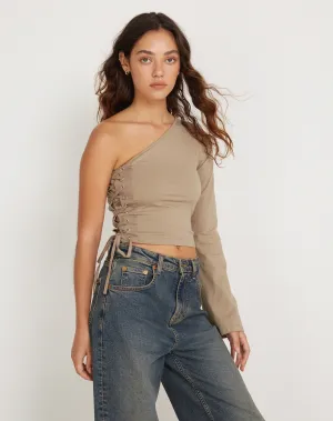 Quinley One Sleeve Top in London Fog