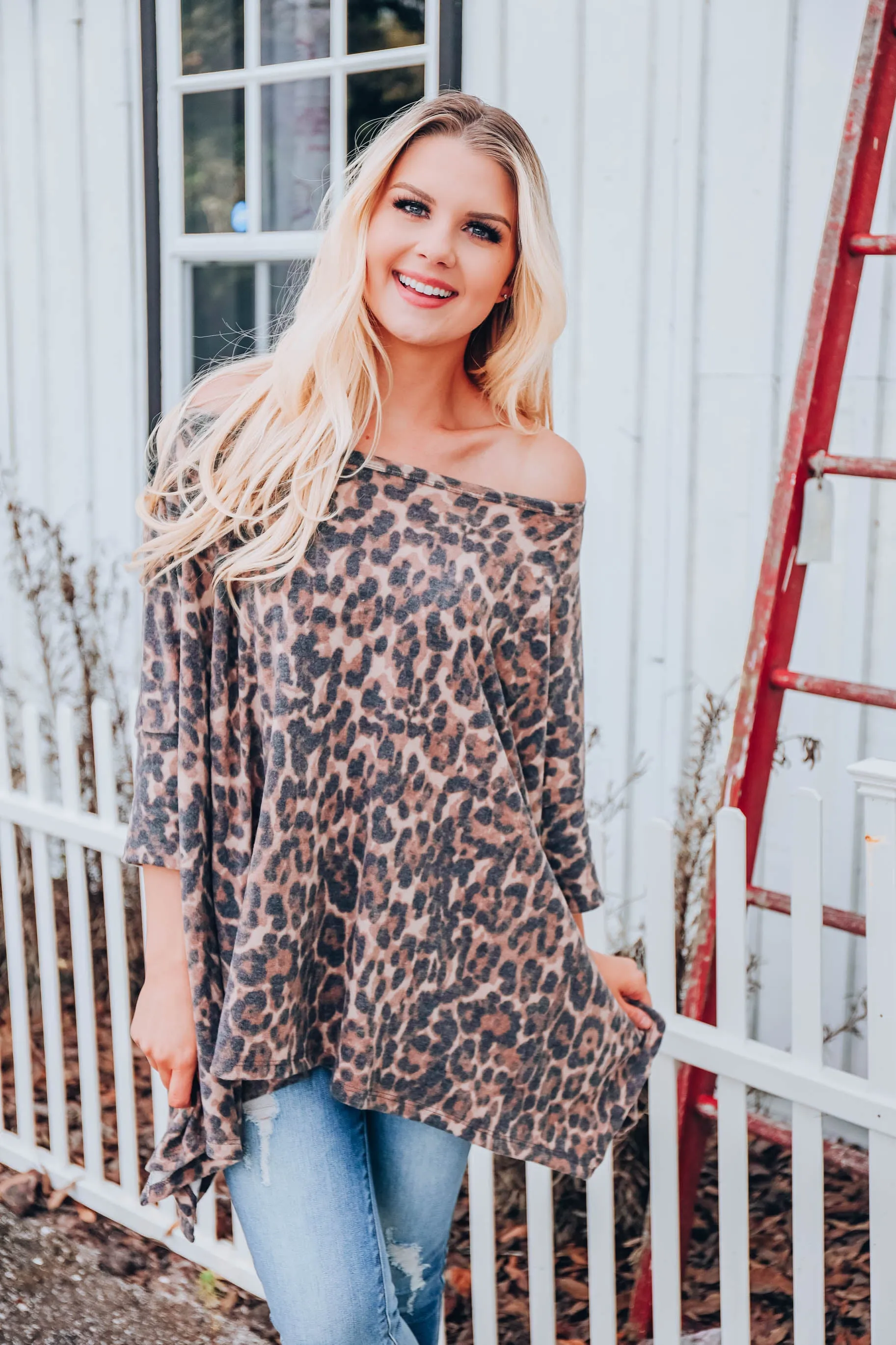 Quinn Asymmetrical Poncho - Brown S/M-2X/3X