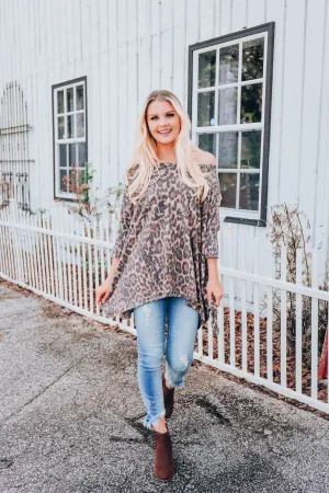 Quinn Asymmetrical Poncho - Brown S/M-2X/3X