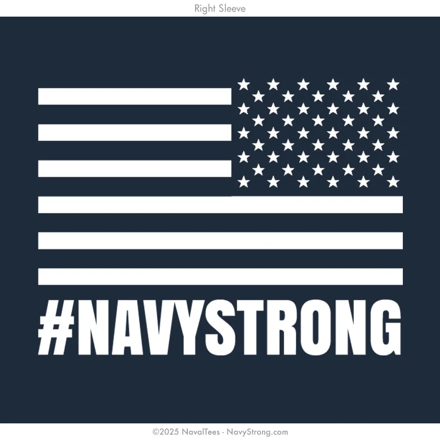 "Bold White Text" Long Sleeve Tee | Navy
