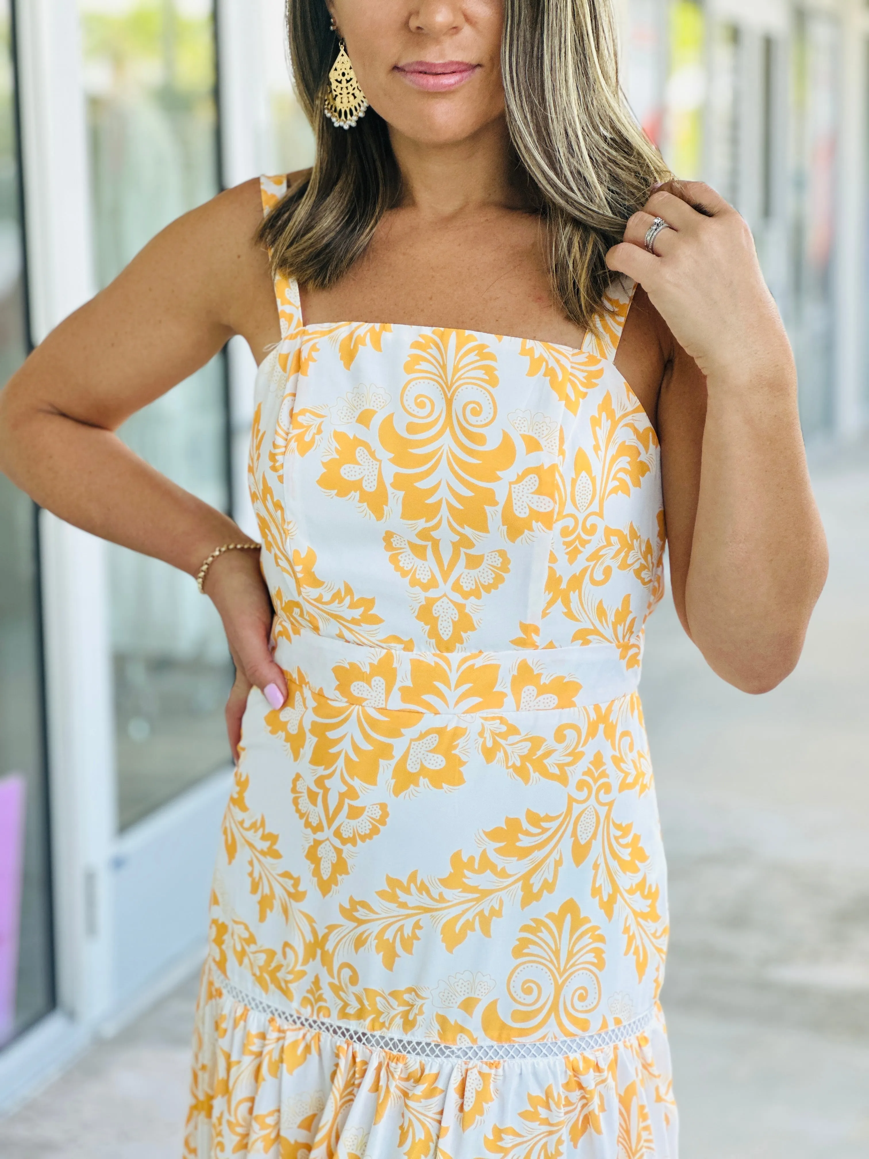 "Gemma" Maxi Dress With Spaghetti Straps, Fitted Waist With A Maxi Trim.
