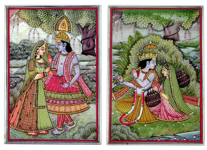 Radha's Love For krishna - set of 2 Paintings