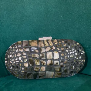 Rafe New York Oval Grey and Irridescent Oval Clutch
