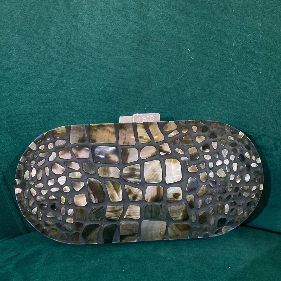 Rafe New York Oval Grey and Irridescent Oval Clutch