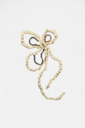 Raffia Flower Earring in Beige