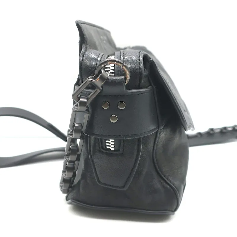 Rag & Bone Micro Pilot Chain Strap Crossbody Bag Black Leather