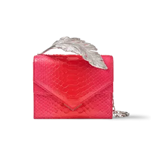 Red and Fuschia Python Alina Clutch