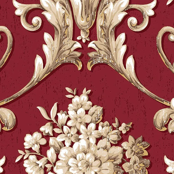 Red Bold Vintage Damask CS35622 Wallpaper