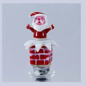Red Santa in chimney Hand Crafted Bottle Stopper