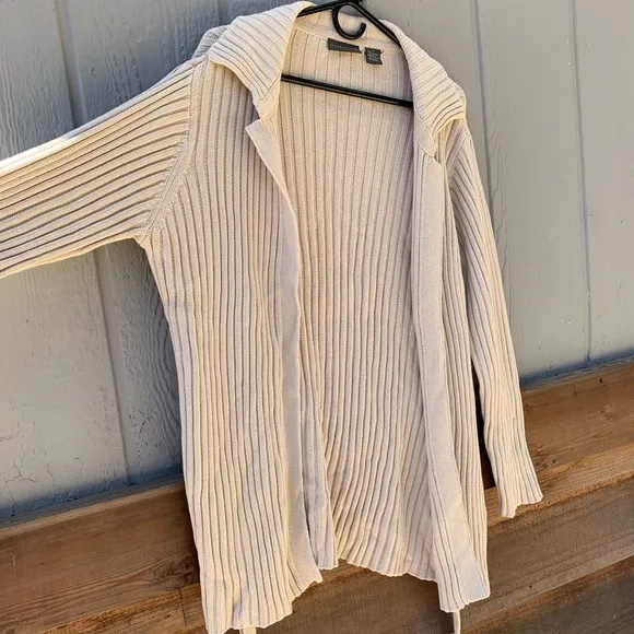 Relativity thick knit duster sweater tie cardigan