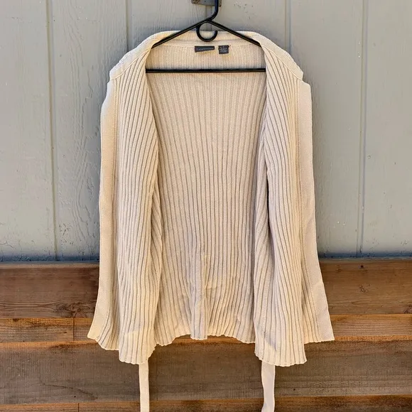 Relativity thick knit duster sweater tie cardigan
