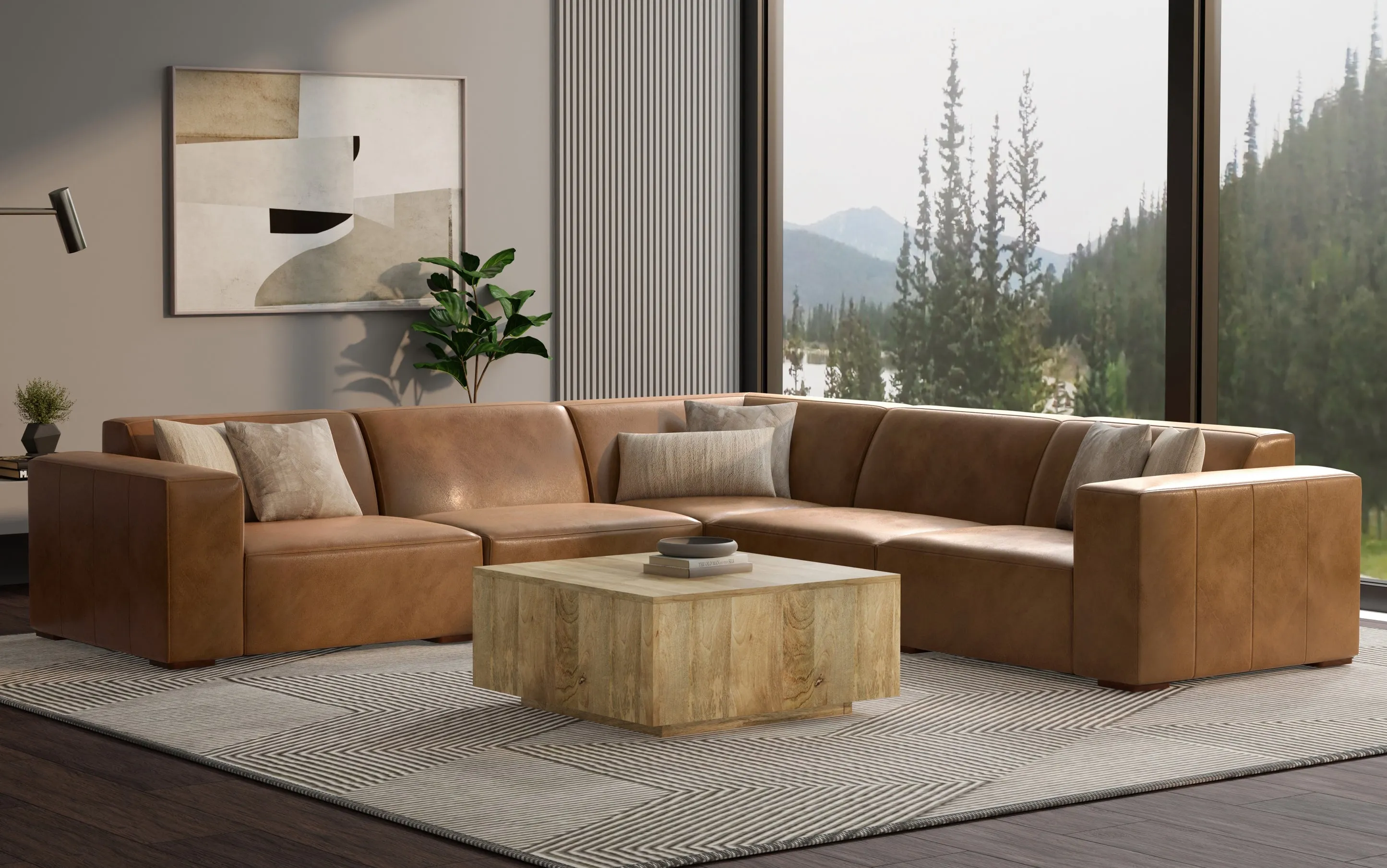 Rex Corner Sectional in Genuine Leather