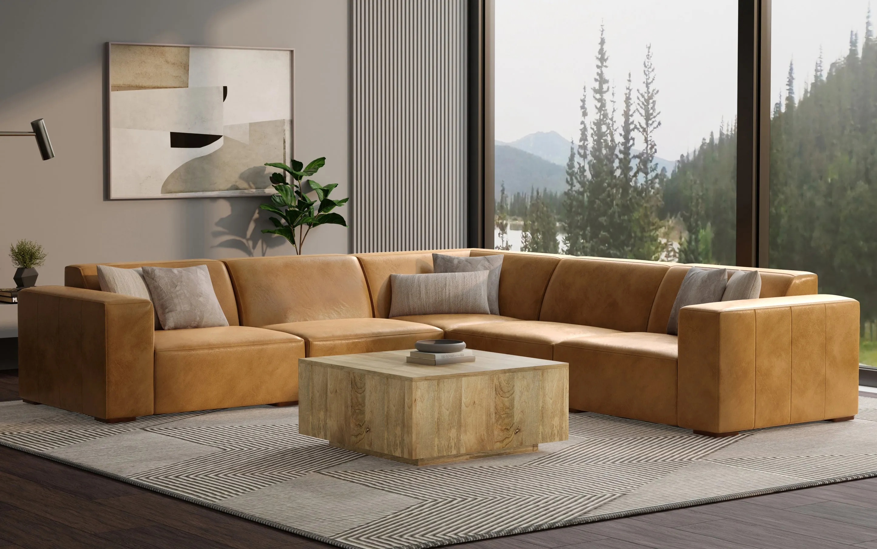 Rex Corner Sectional in Genuine Leather