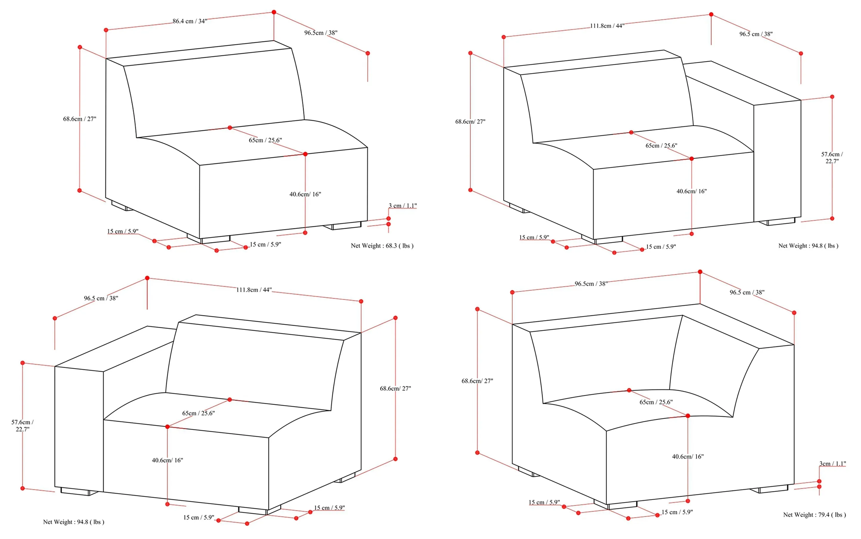 Rex U-Shaped Sectional in Performance Fabric