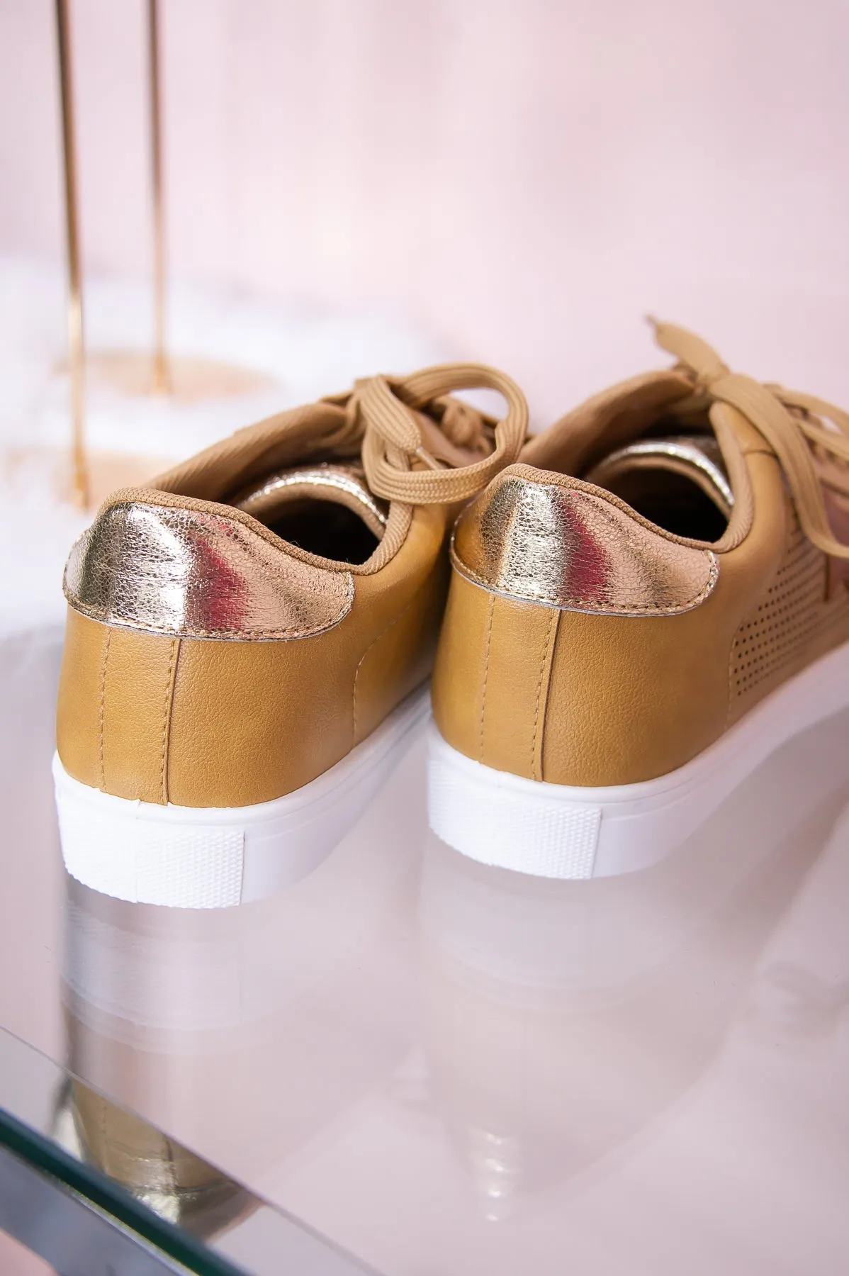 Roaming The City Taupe/Gold Star Shoes - SHO2619TA