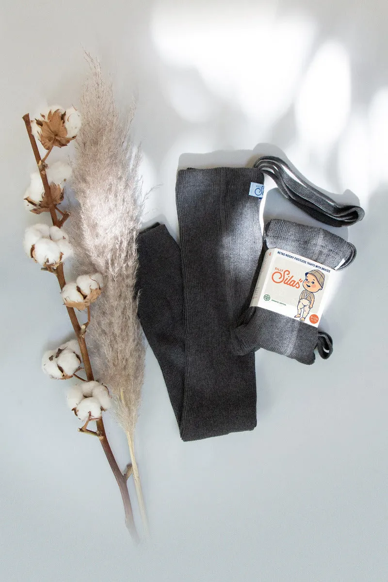 Roomy Footless Cotton Tights - Dark Grey Blend