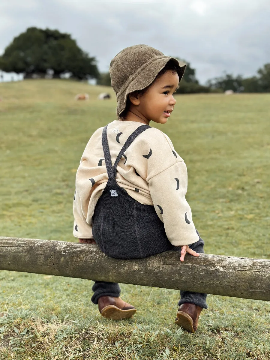 Roomy Footless Cotton Tights - Dark Grey Blend