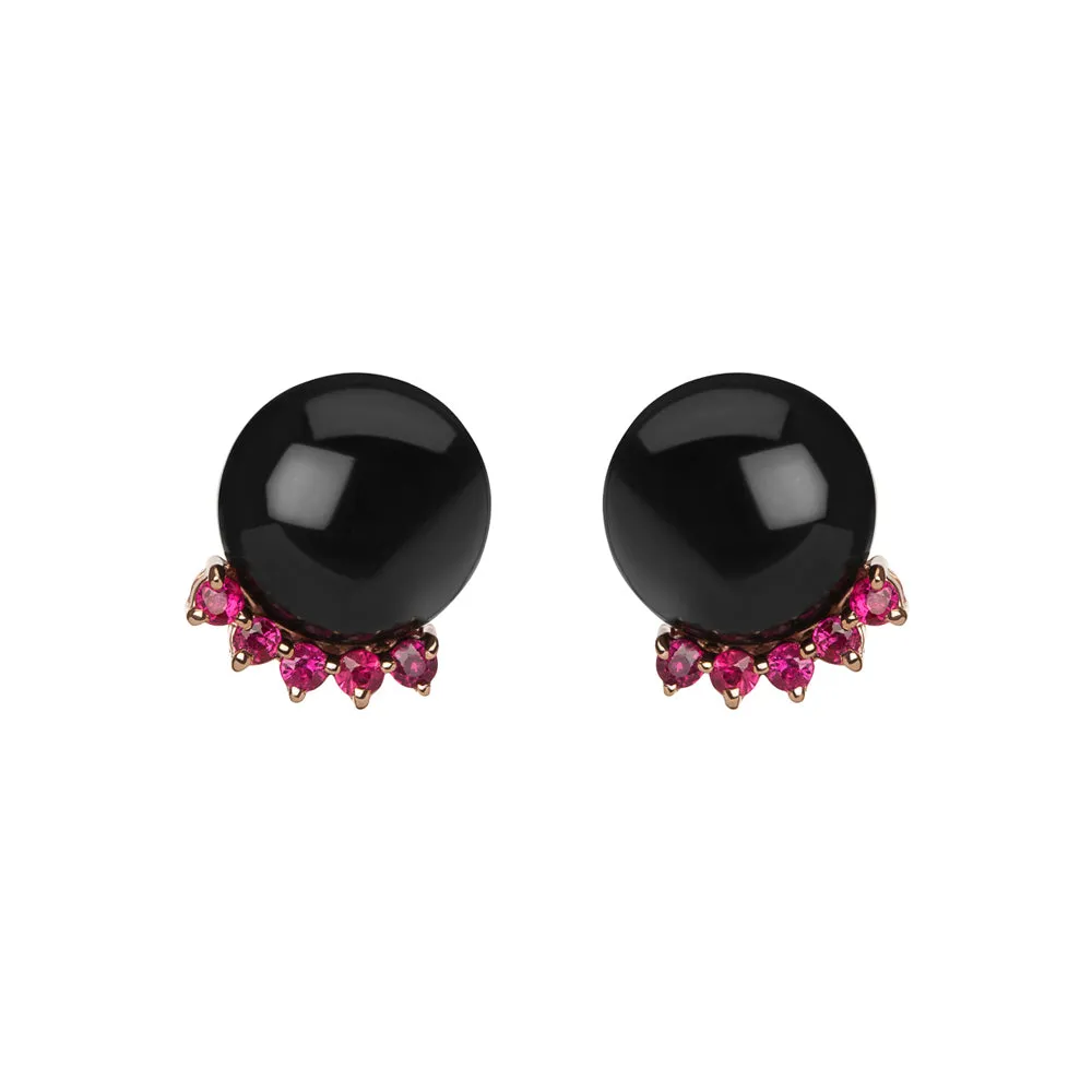 Rosa Earrings | Black Jade & Rubies