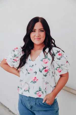 Rose Chiffon V-Neck Blouse