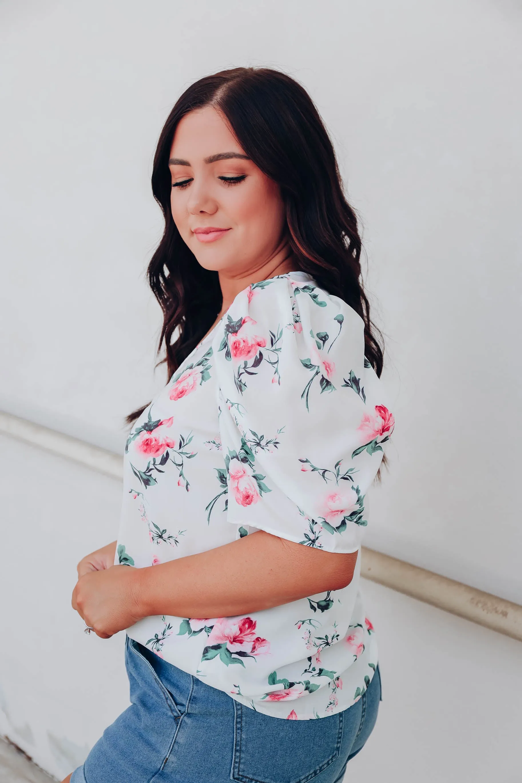 Rose Chiffon V-Neck Blouse