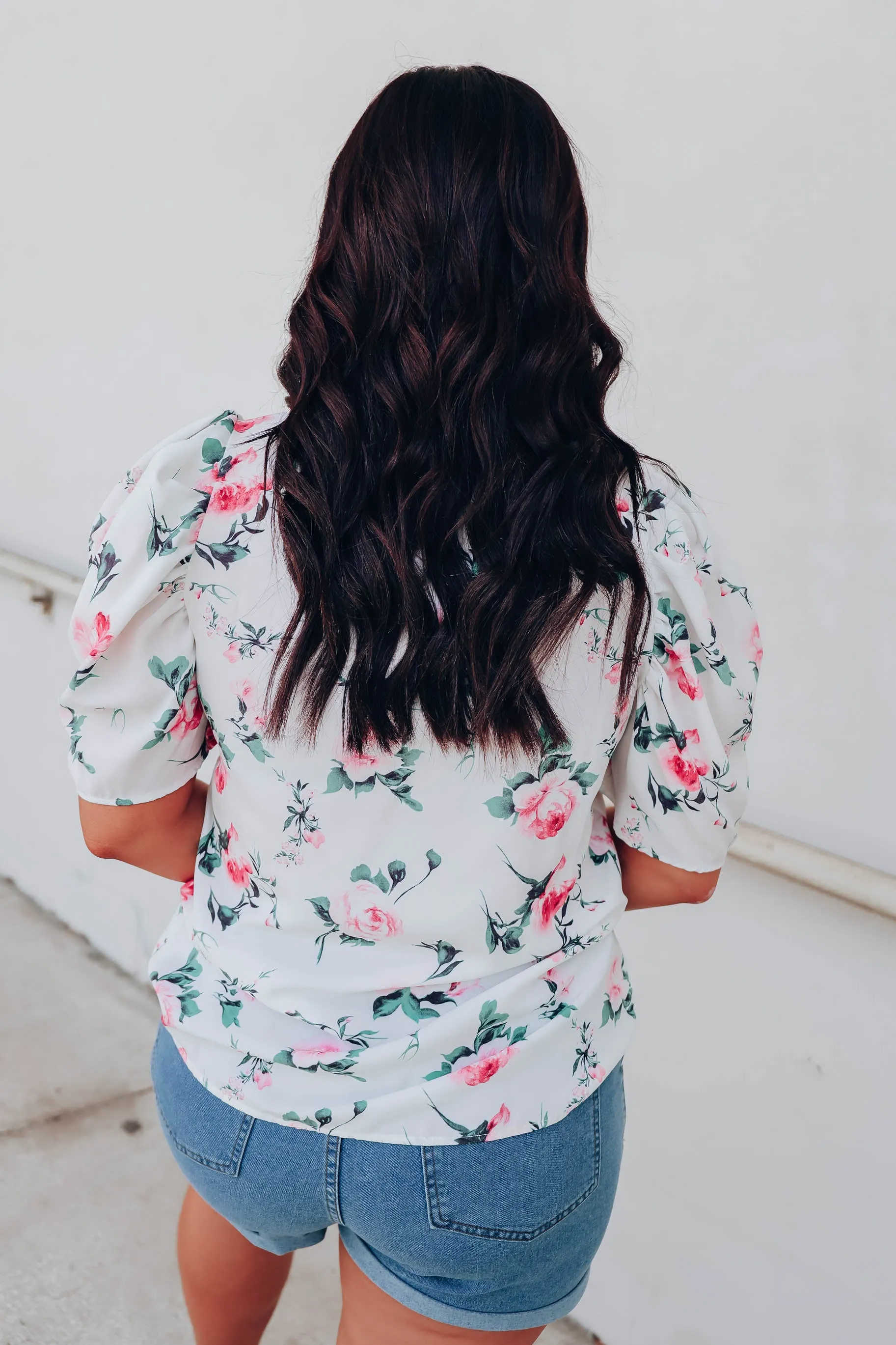 Rose Chiffon V-Neck Blouse