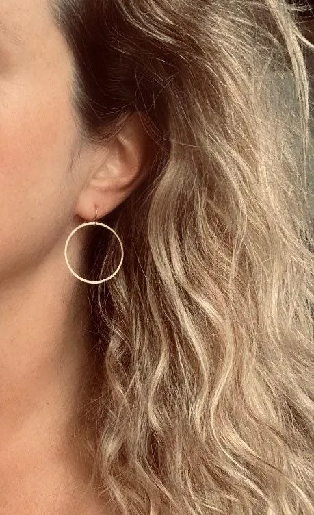 Rose Gold Circle Earrings, rose gold hoop, thin rose gold circle, thin rose gold hoop, thin circle earring, simple circle earring, 14K hook