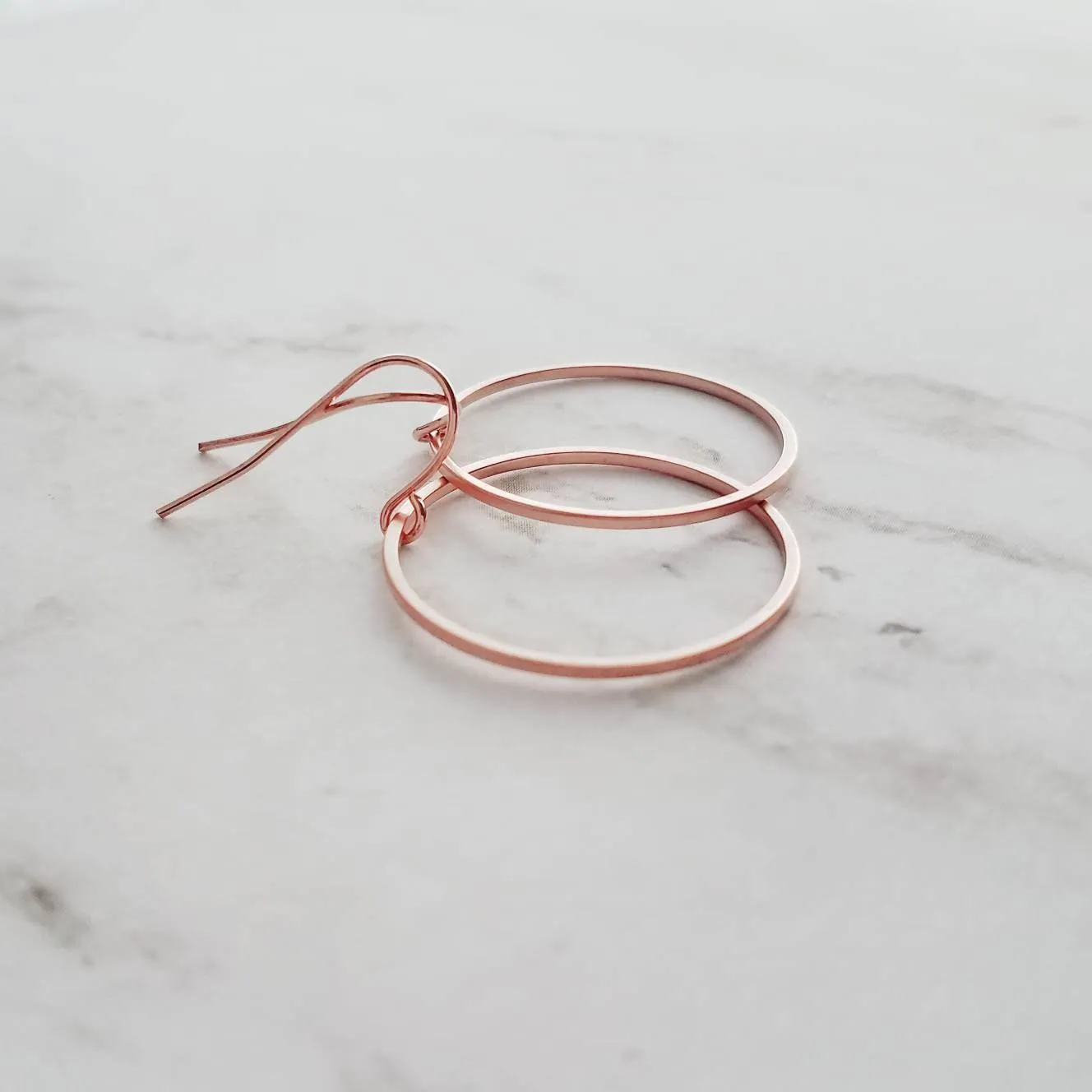 Rose Gold Circle Earrings, rose gold hoop, thin rose gold circle, thin rose gold hoop, thin circle earring, simple circle earring, 14K hook