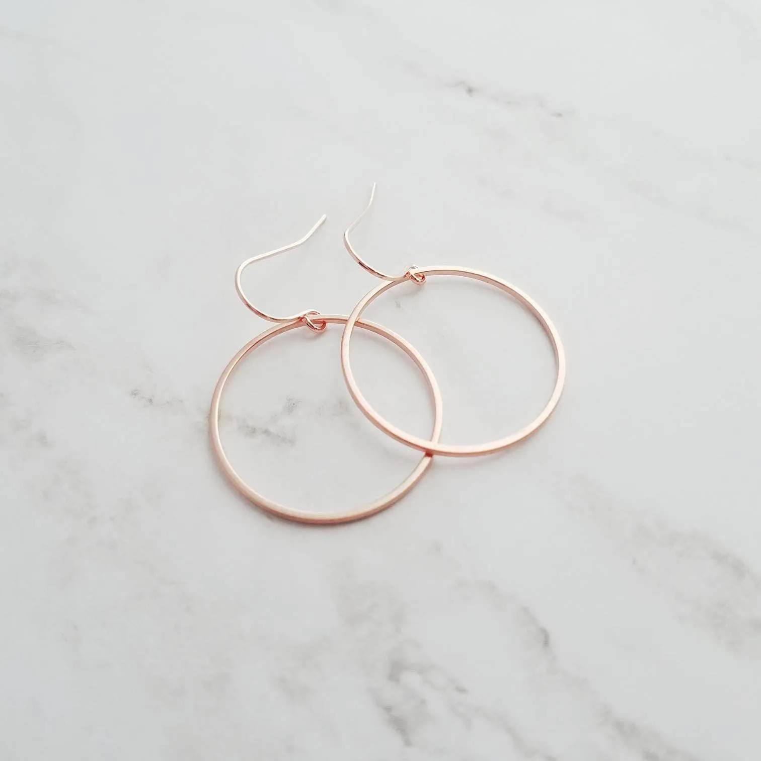 Rose Gold Circle Earrings, rose gold hoop, thin rose gold circle, thin rose gold hoop, thin circle earring, simple circle earring, 14K hook