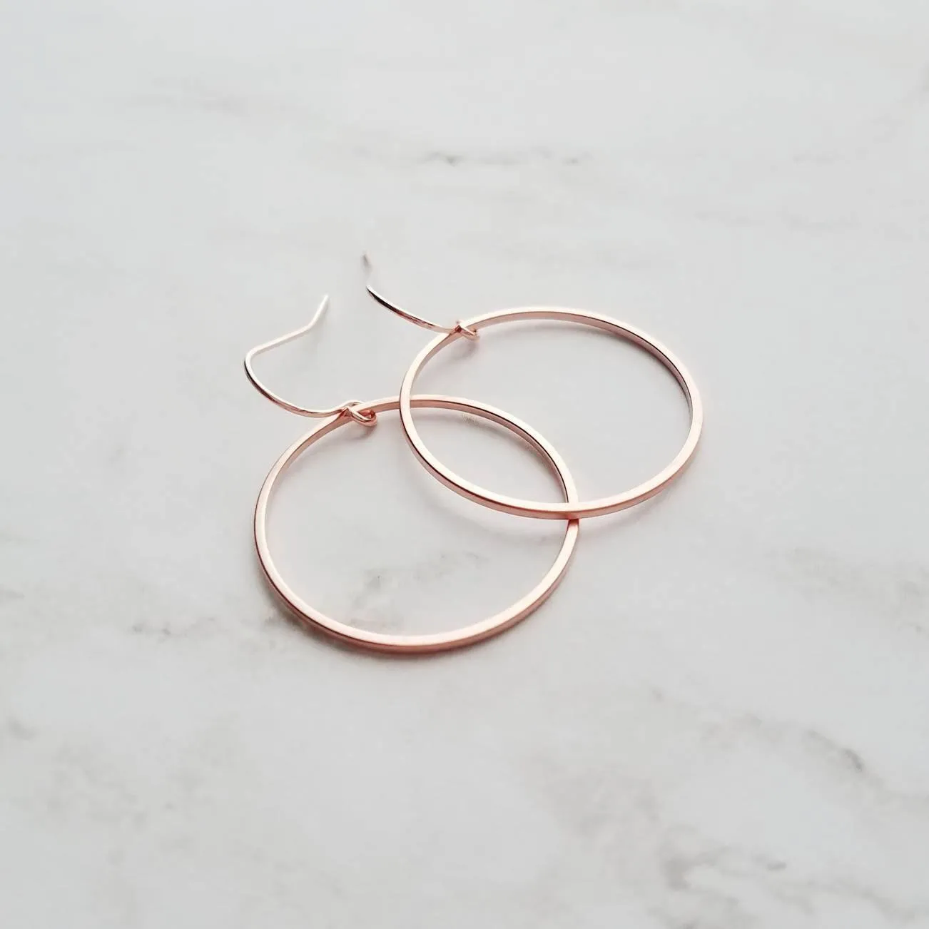 Rose Gold Circle Earrings, rose gold hoop, thin rose gold circle, thin rose gold hoop, thin circle earring, simple circle earring, 14K hook