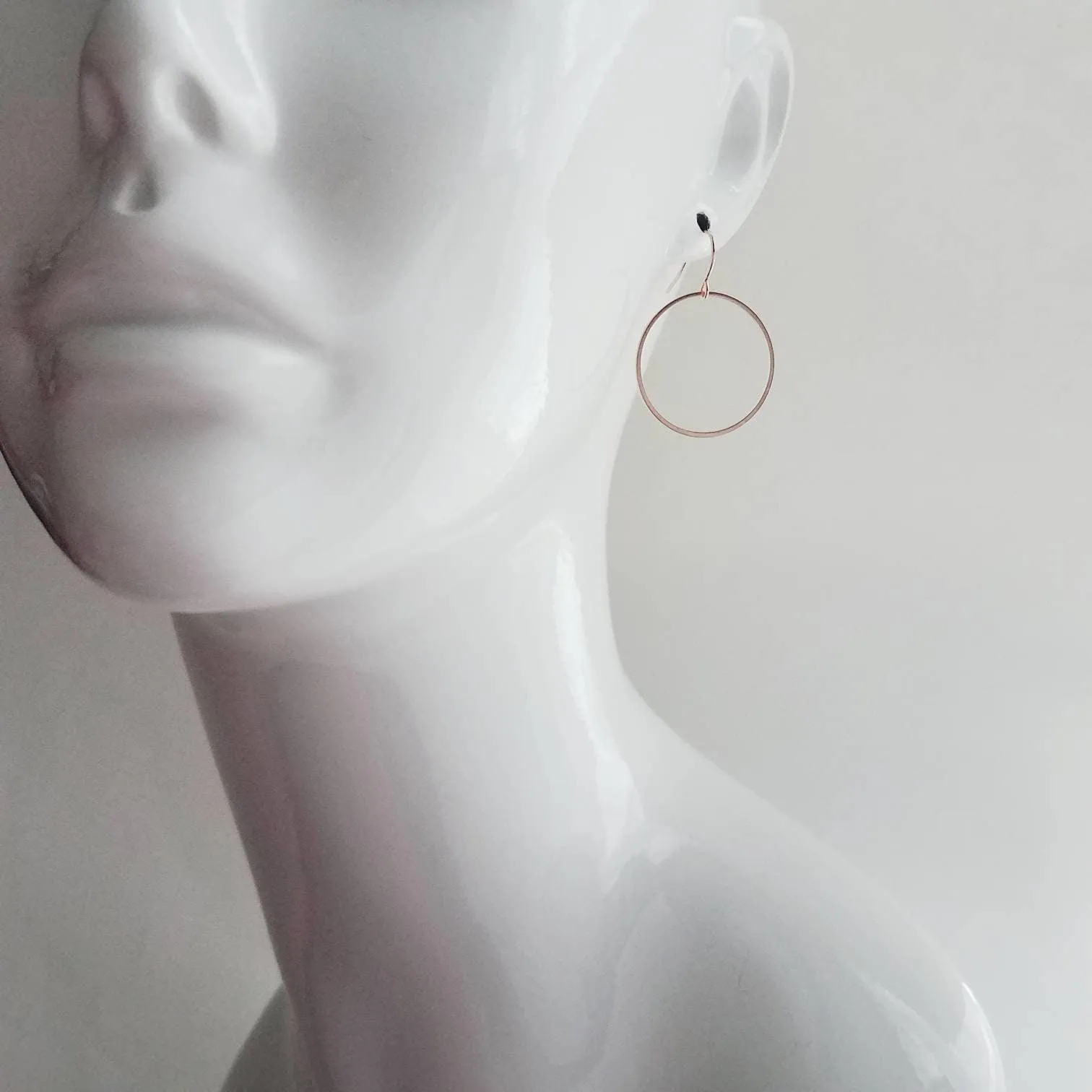 Rose Gold Circle Earrings, rose gold hoop, thin rose gold circle, thin rose gold hoop, thin circle earring, simple circle earring, 14K hook