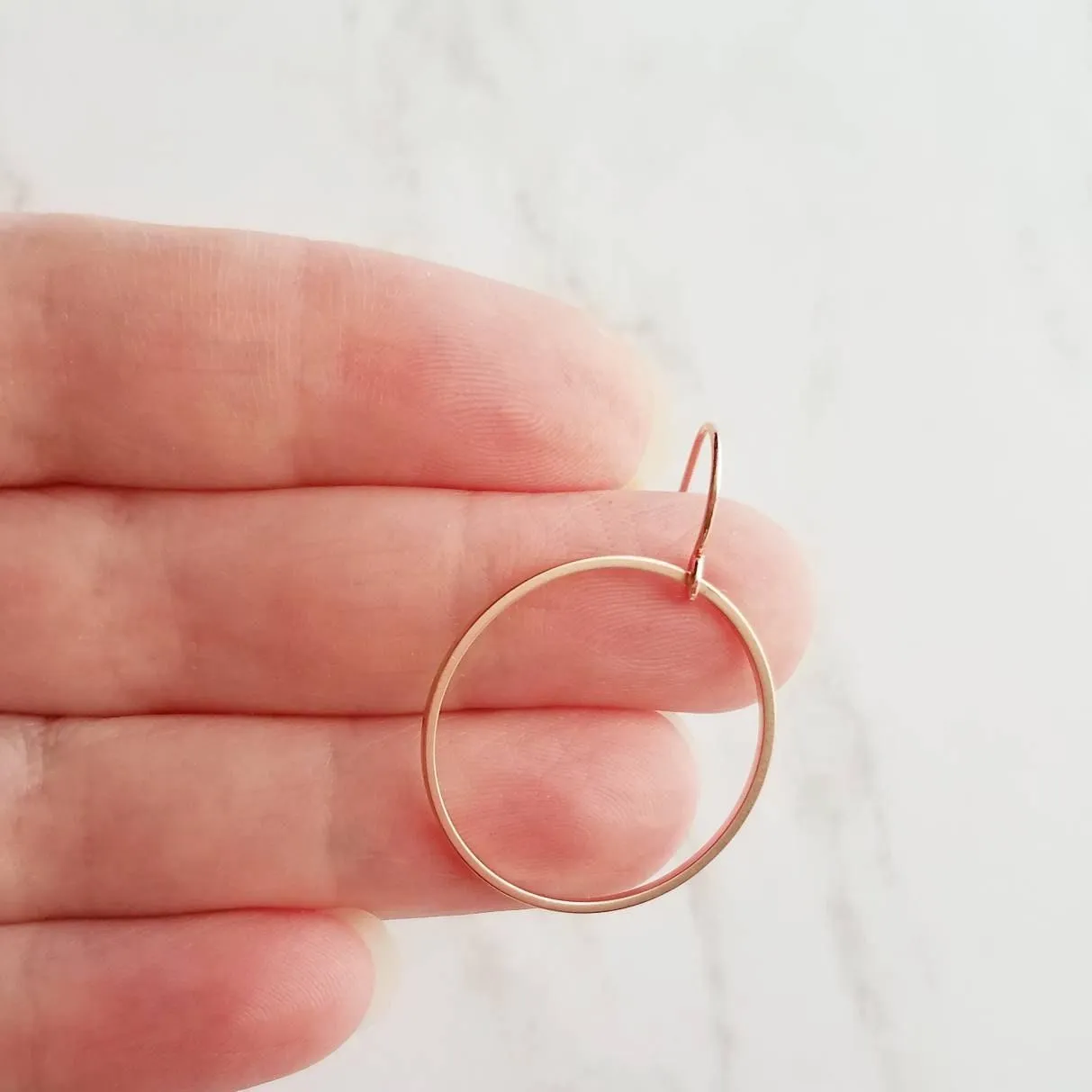 Rose Gold Circle Earrings, rose gold hoop, thin rose gold circle, thin rose gold hoop, thin circle earring, simple circle earring, 14K hook
