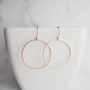Rose Gold Circle Earrings, rose gold hoop, thin rose gold circle, thin rose gold hoop, thin circle earring, simple circle earring, 14K hook