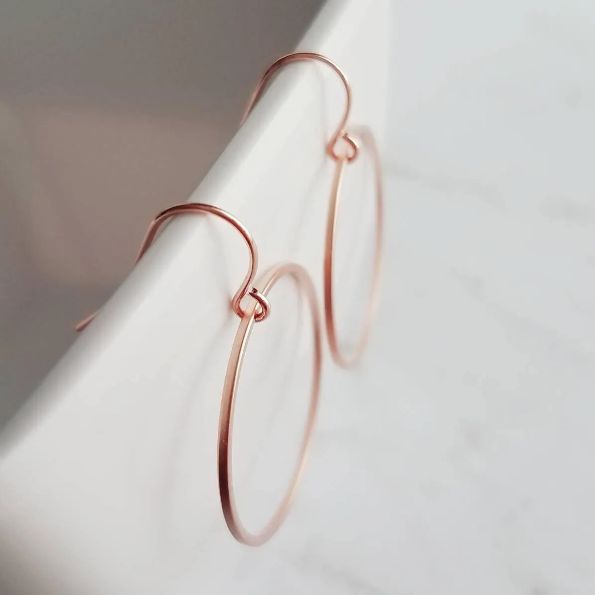 Rose Gold Circle Earrings, rose gold hoop, thin rose gold circle, thin rose gold hoop, thin circle earring, simple circle earring, 14K hook