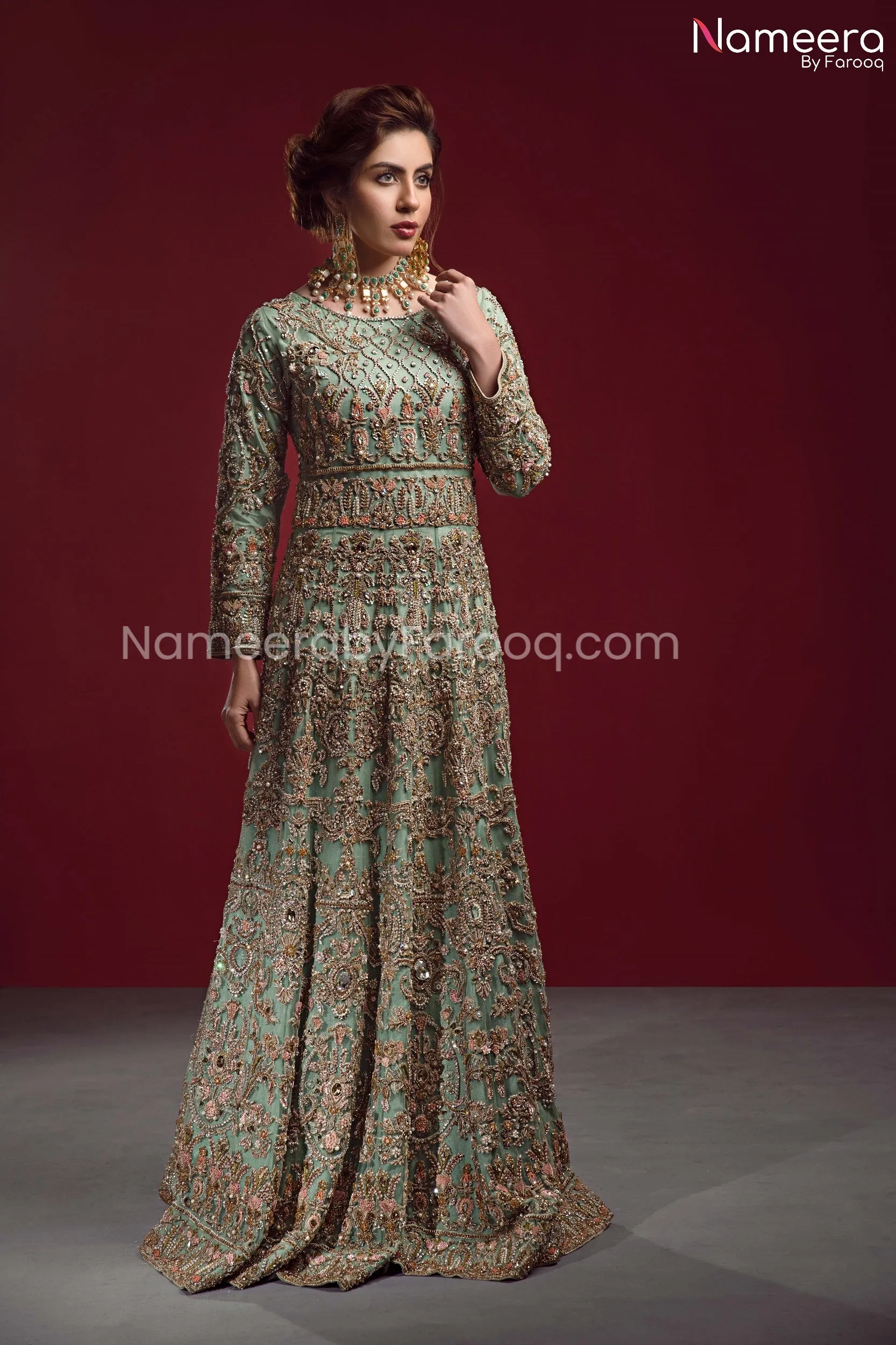 Royal Pakistani Online Maxi Dress for Bride 2021 #BR147