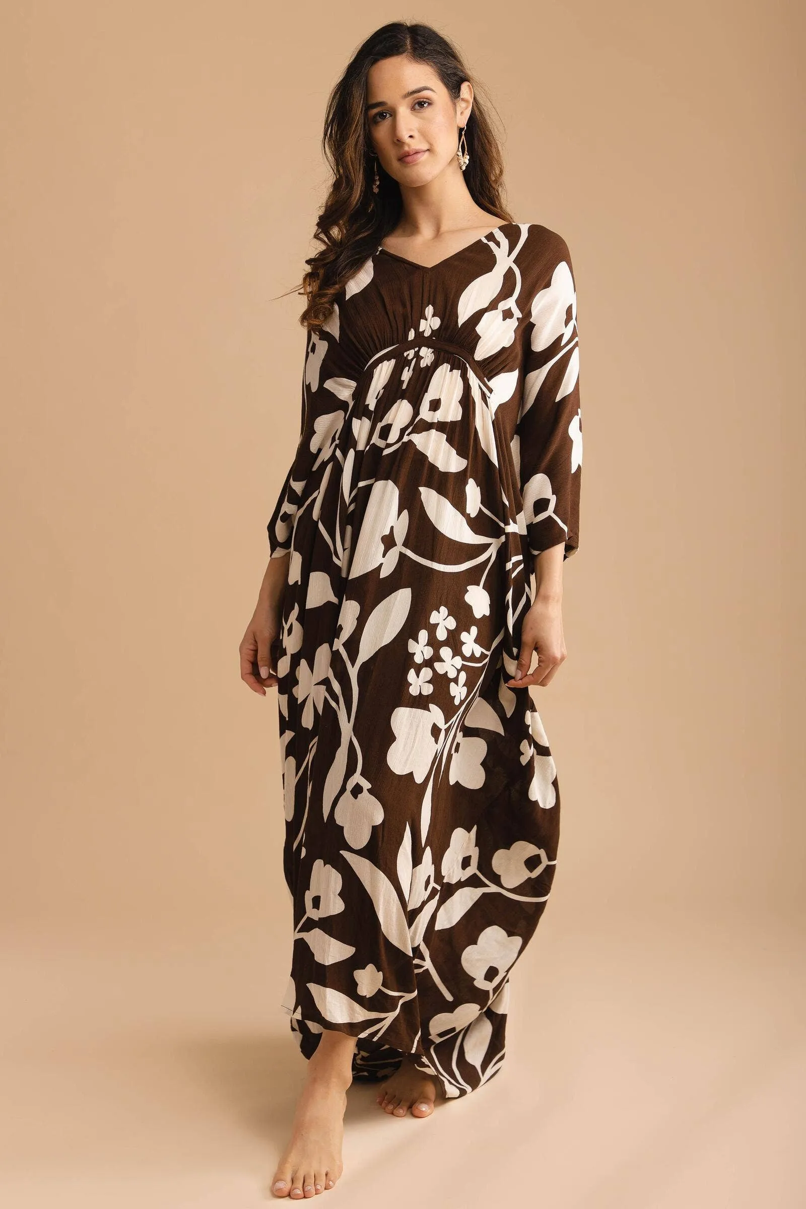 SAACHI - SHADOW FLORAL PRINT MAXI KAFTAN
