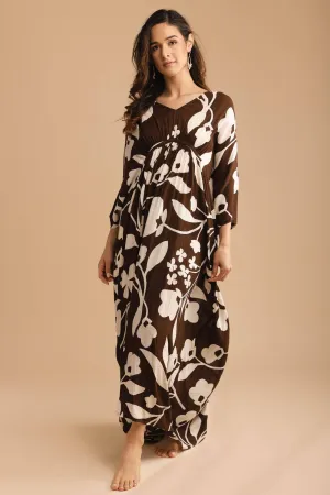 SAACHI - SHADOW FLORAL PRINT MAXI KAFTAN