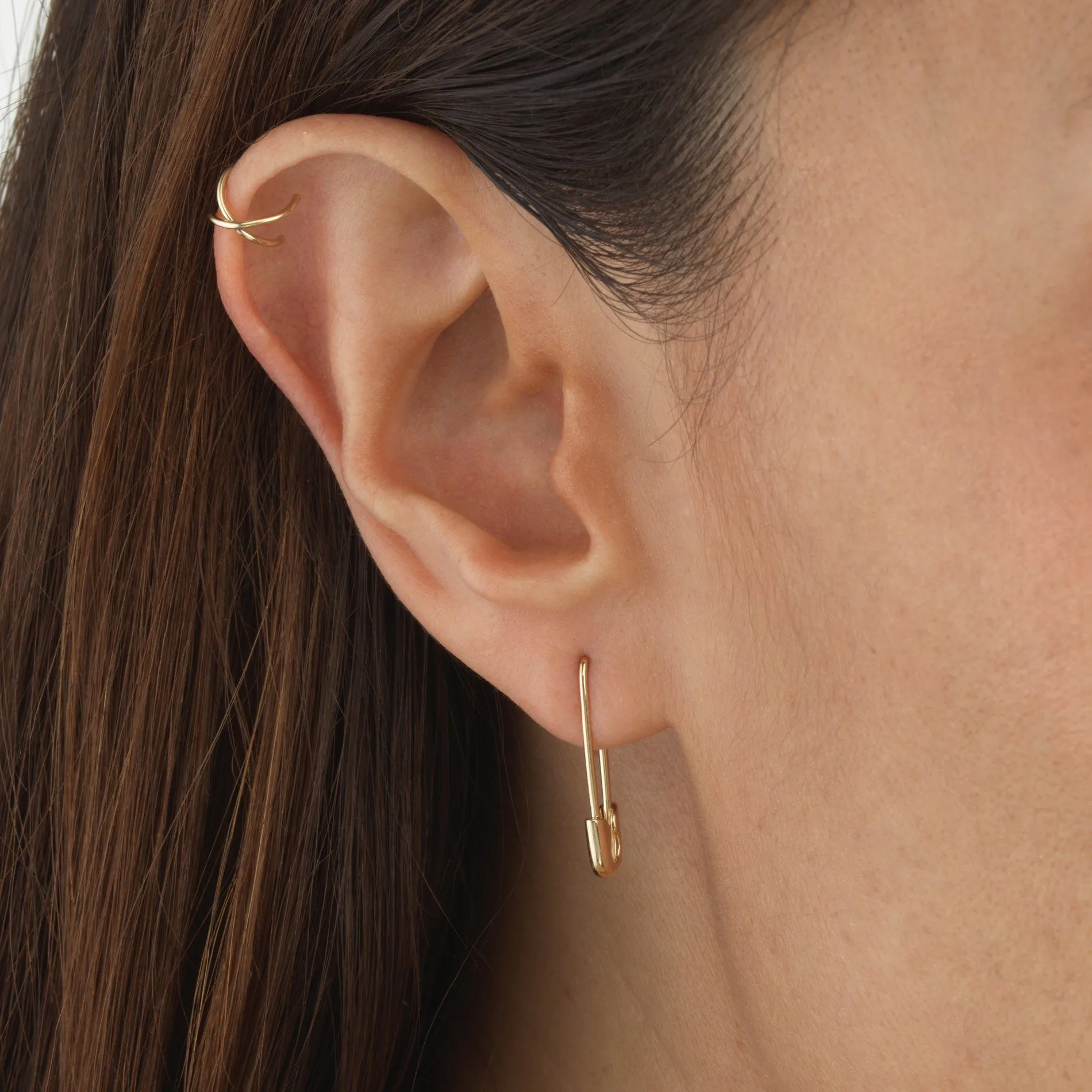 Safety Pin Earring 14K