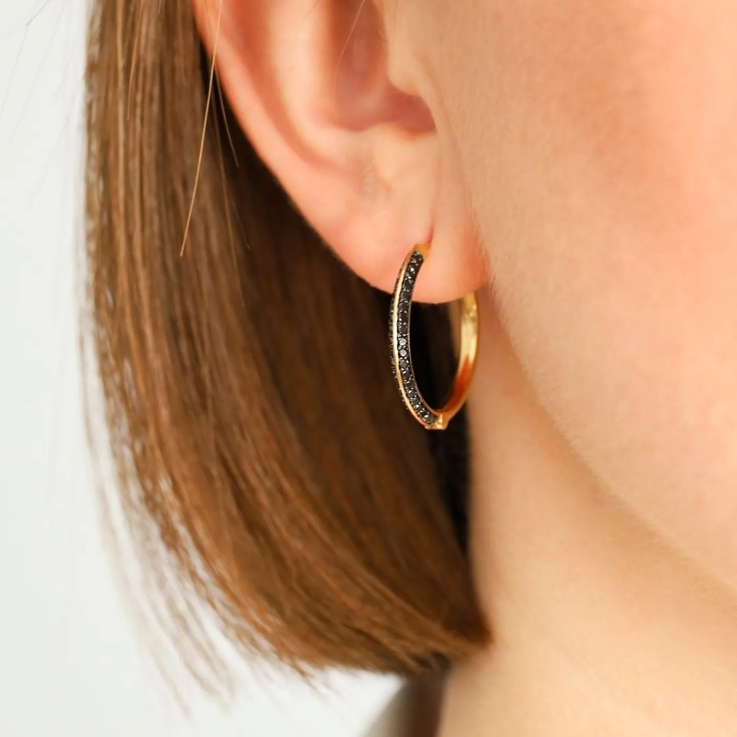 Sareena Black Diamond Hoops