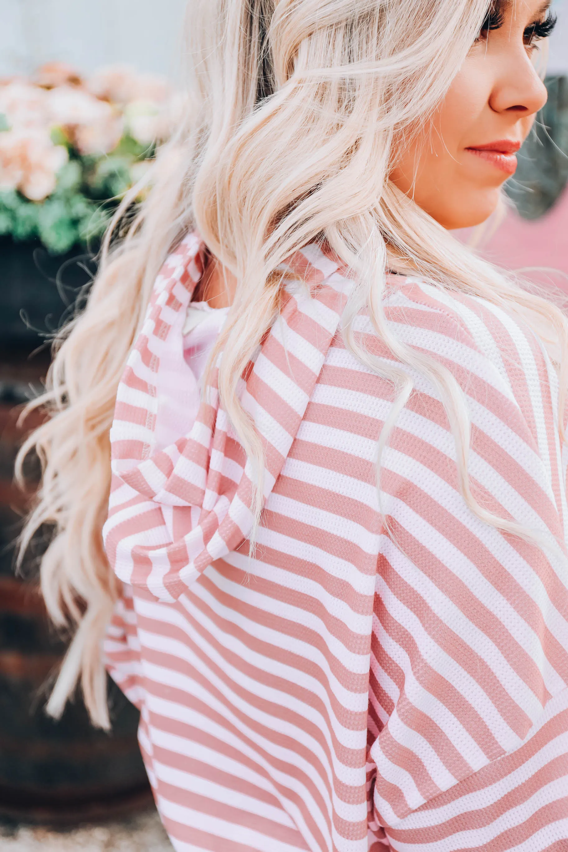 Sassy Striped Hoodie -  Pink