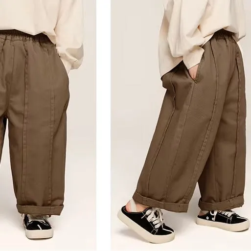 Seam Front Wide Leg Trouser Pants (Mocha)