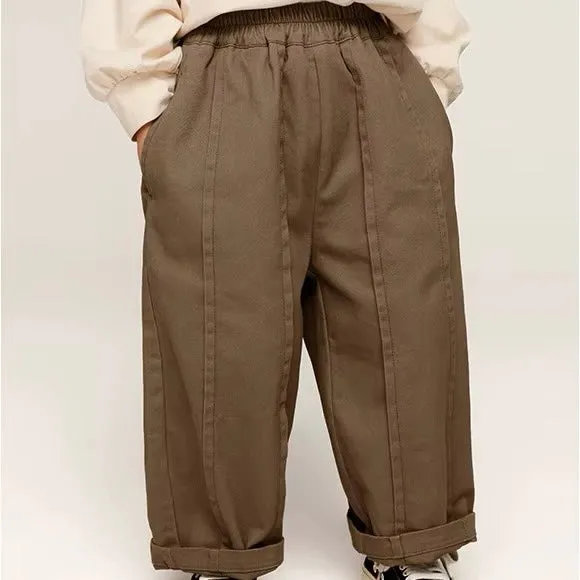 Seam Front Wide Leg Trouser Pants (Mocha)