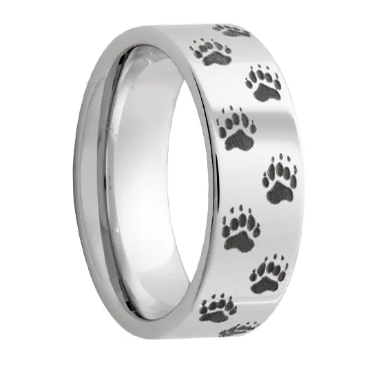 Serinium Pipe Cut Band with Bear Tracks Laser Engraving