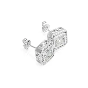 Shadowed Light Solitaire Earrings 2 Natural Diamonds in White Gold