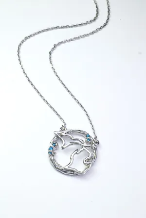 Shimmering Blue Diamond Hand Crafted Michigan Necklace
