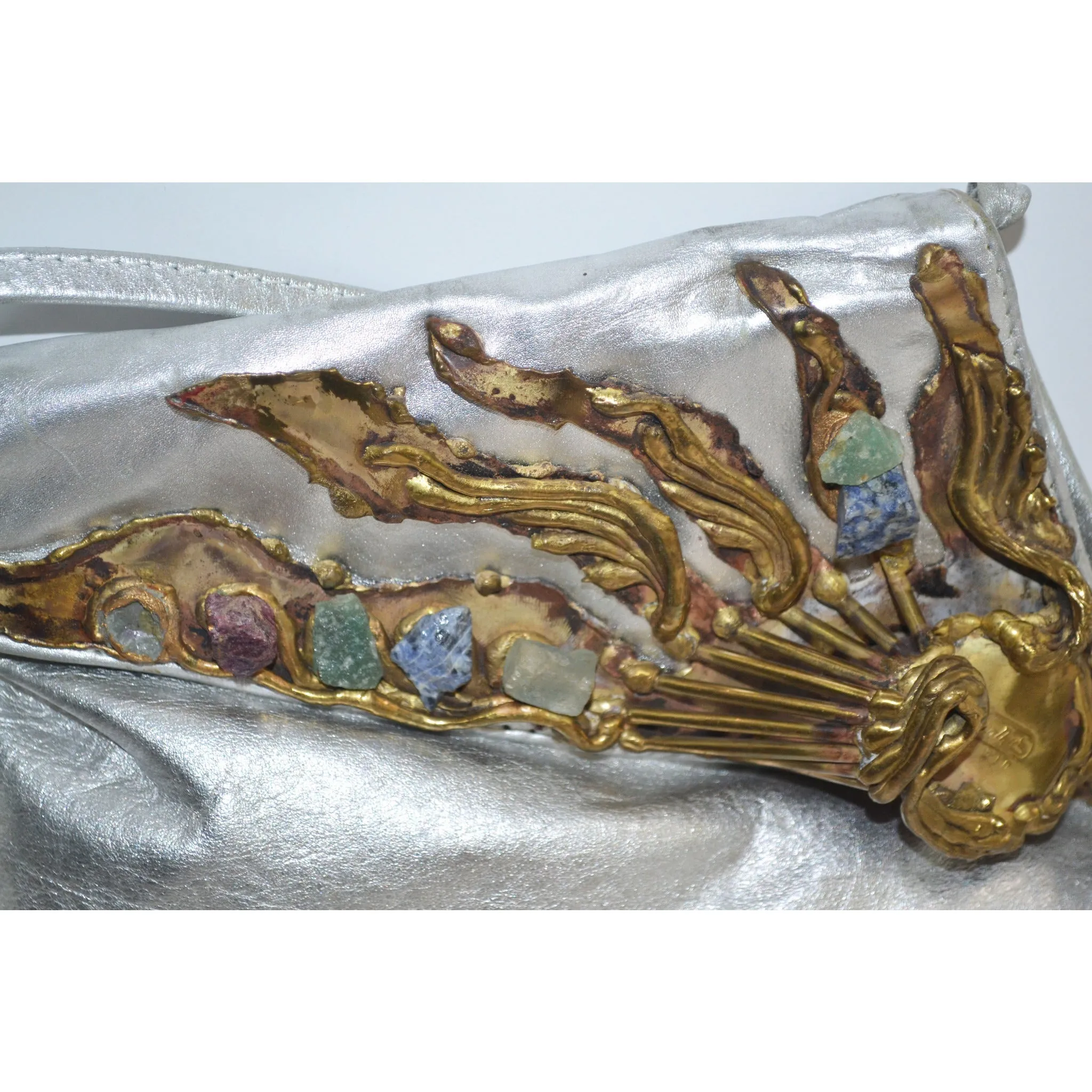 Silver Lame Wearable Art Purse By Carvalhu's Of Rio
