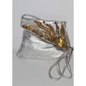 Silver Lame Wearable Art Purse By Carvalhu's Of Rio