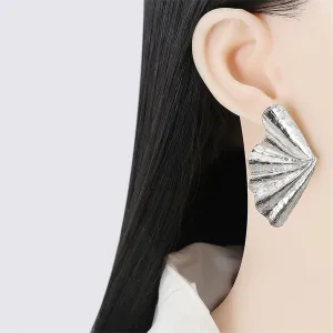 Silver-Plated Fan Stud Earrings